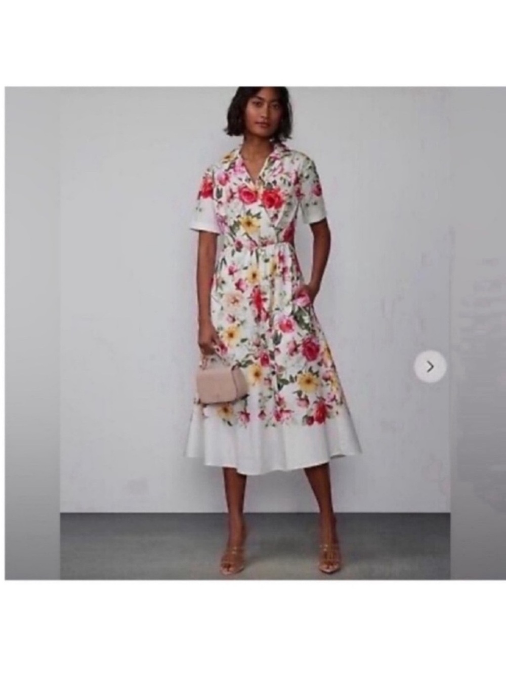 New York & Company Floral MIDI Dress Size Small